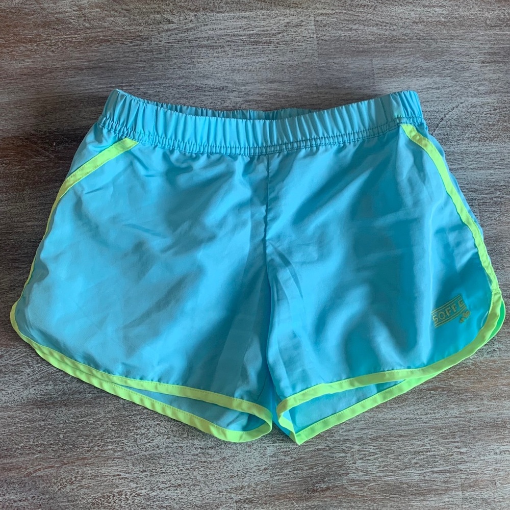 Blue and green soffe athletic shorts